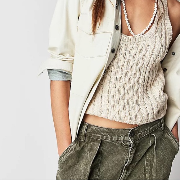 Gold shimmer cable knit top from Free People - Picture 5 of 6